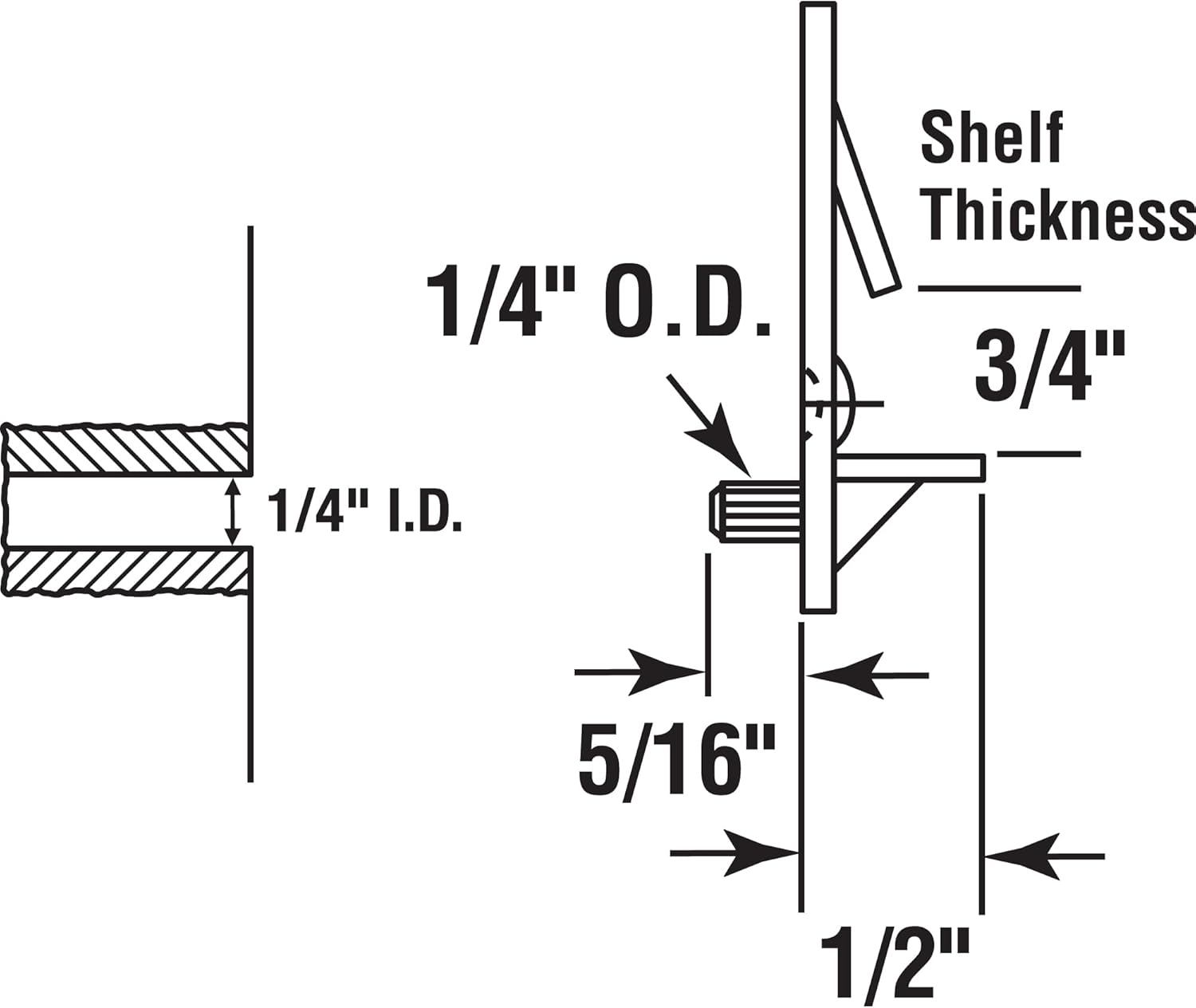 Prime-Line U 9398N Self-Locking Shelf Support Pegs, 1/4 In. Peg x 3/4 In. Shelf, Plastic (4 Pack) - Image 4