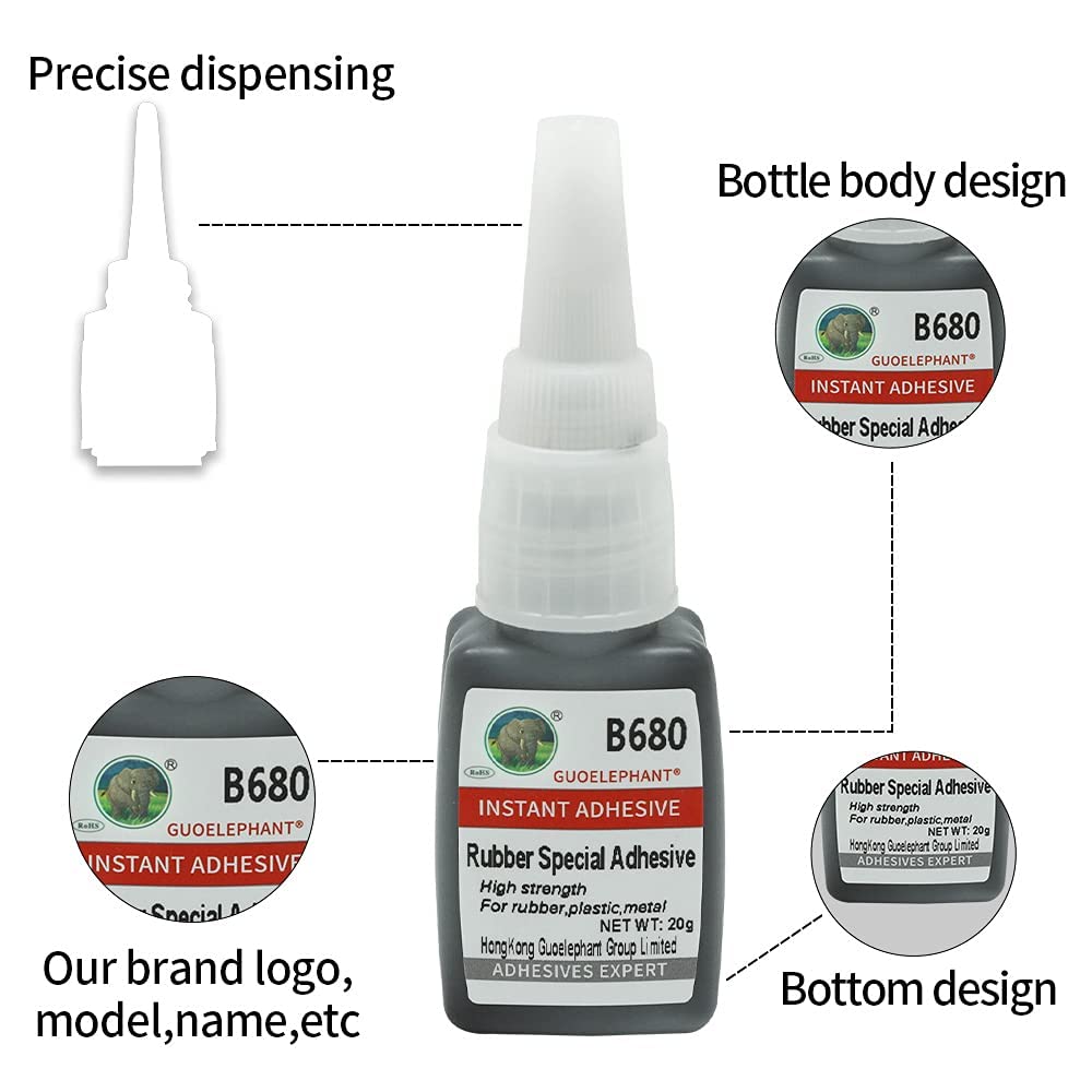 Guoelephant Rubber Glue B680,Rubber Adhesive,for bonding Between Rubber and Rubber,Rubber and Other Material.Instant Super Glue for Rubber,tire,DIY Craft,Rubber Edge,Rubber Tube,etc. - Image 6
