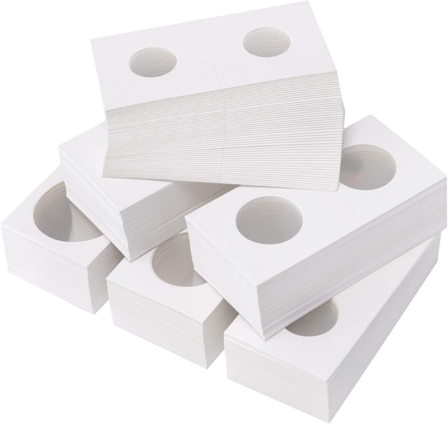 Favourde 300 Pieces Cardboard Coin Holder Flip Mega Assortment, 2 by 2 Inch for Coin Collection (6 Sizes)