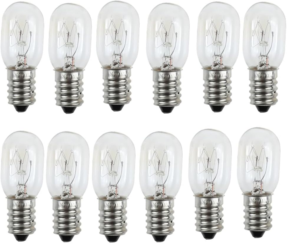 E12 T20 Salt Lamp Bulbs -15 Watt Light Bulbs for Scentsy Wax Warmer-2700K Warm White, E12 Candelabra Base for Himalayan Salt Rock Lamps & Baskets, Scentsy Plug-in Wax Warmers, Night Lights -12PACK