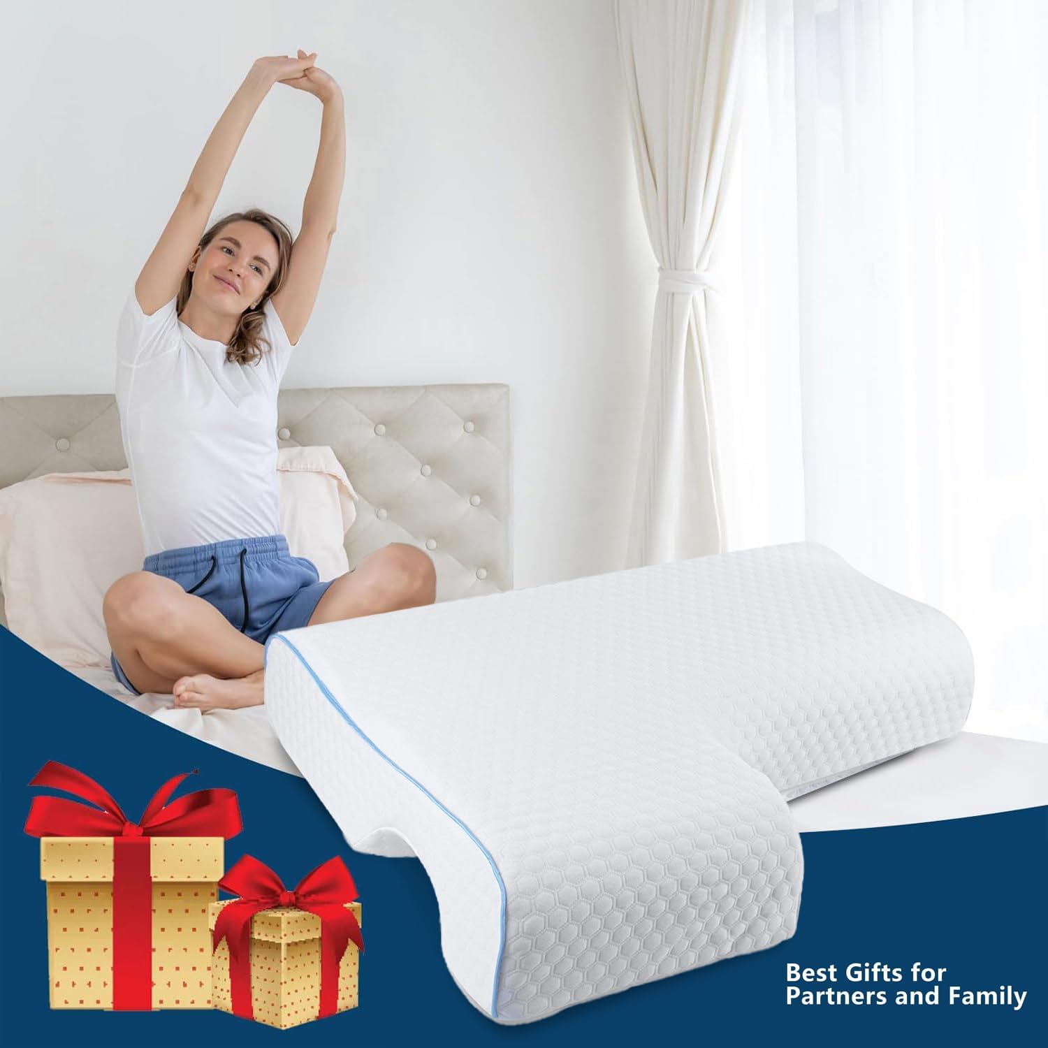 Arched Memory Cuddle Pillow for Couple, Ergonomic Anti Pressure Couples Pillow with Arm Hole - Great for Cuddling, Neck & Shoulder Pain (Right Arm) - Image 9