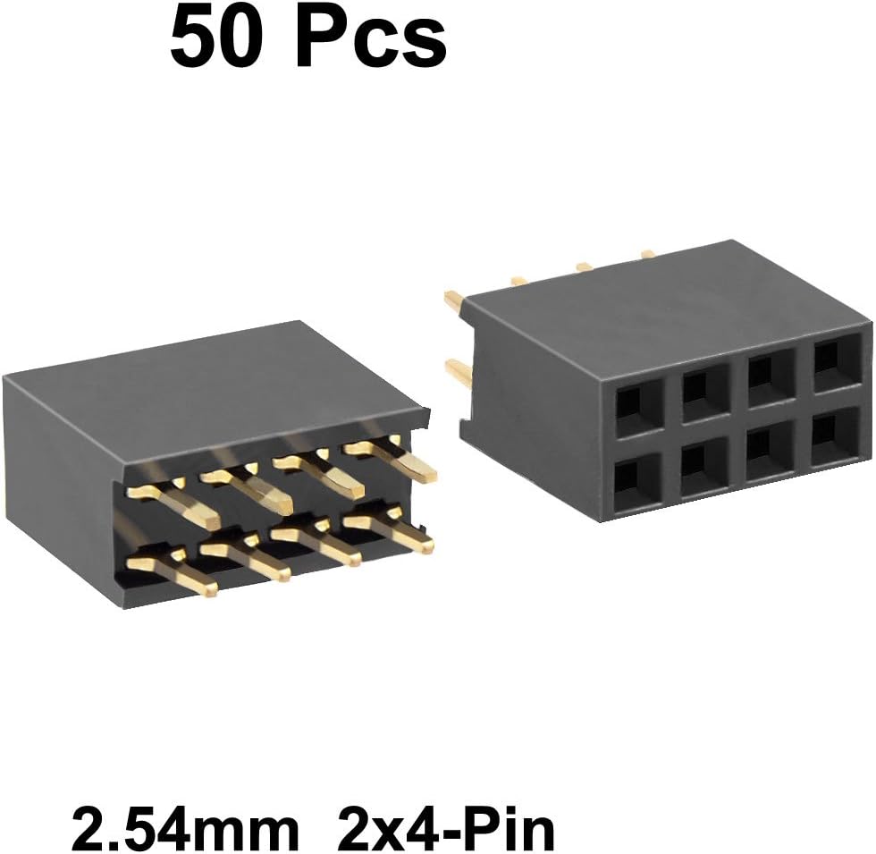 uxcell 50Pcs 2.54mm Pitch 2x4-Pin Double Row Straight Connector Female Pin Header Strip PCB Board Socket - Image 2