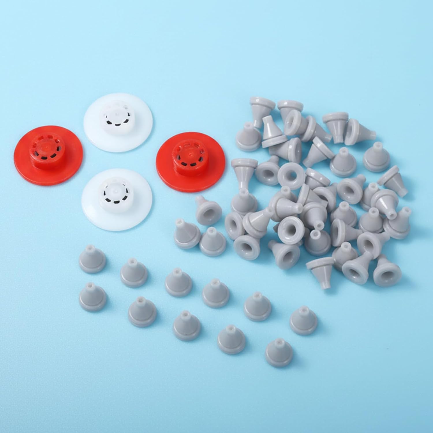 Shower Head Flow Restrictor Set, 1.8 and 2.5GPM Flow Reducer Limiter Fixed Shower Head Water Saver Replace Parts with 50 PCS Soft Silicone Nozzles for Showerhead Replacement - Image 2