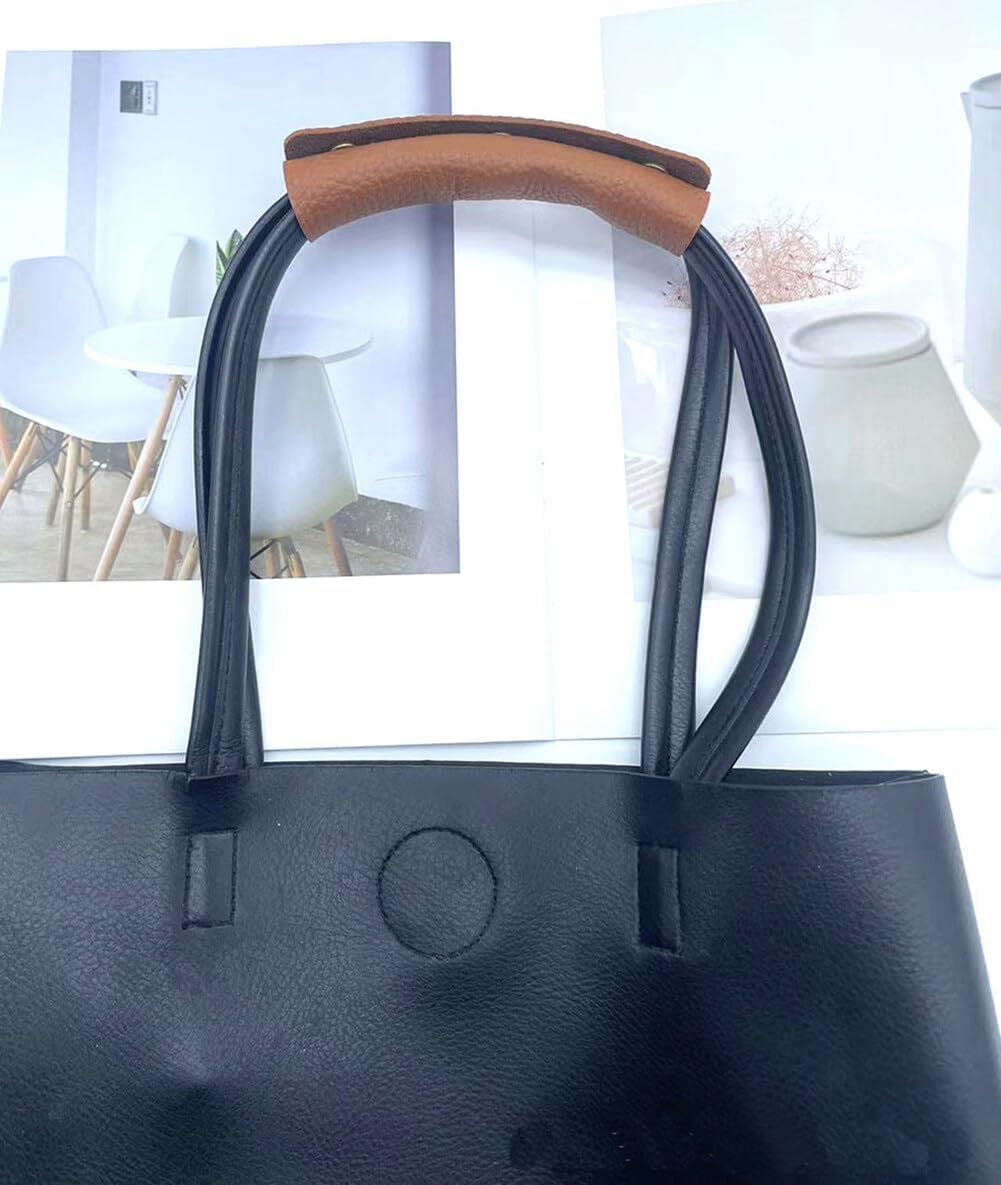 2PCS Leather Luggage Handle Wraps Handbag Handle Grip Protector Purse Wallet Handle Strap Cover Pad with Brass Clasps Craft Making Supplies for Suitcase Travel Bags Tote Bag(Brown) - Image 5