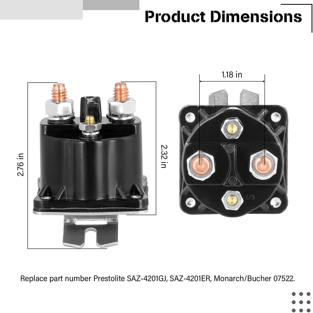 100 Amp 12V 4 Terminal Solenoid Relay for Intermittent Duty, Replacement Dump Trailer Solenoid, Compatible with Part Numbers Az-4201Gj, Saz-4201Er - Image 4