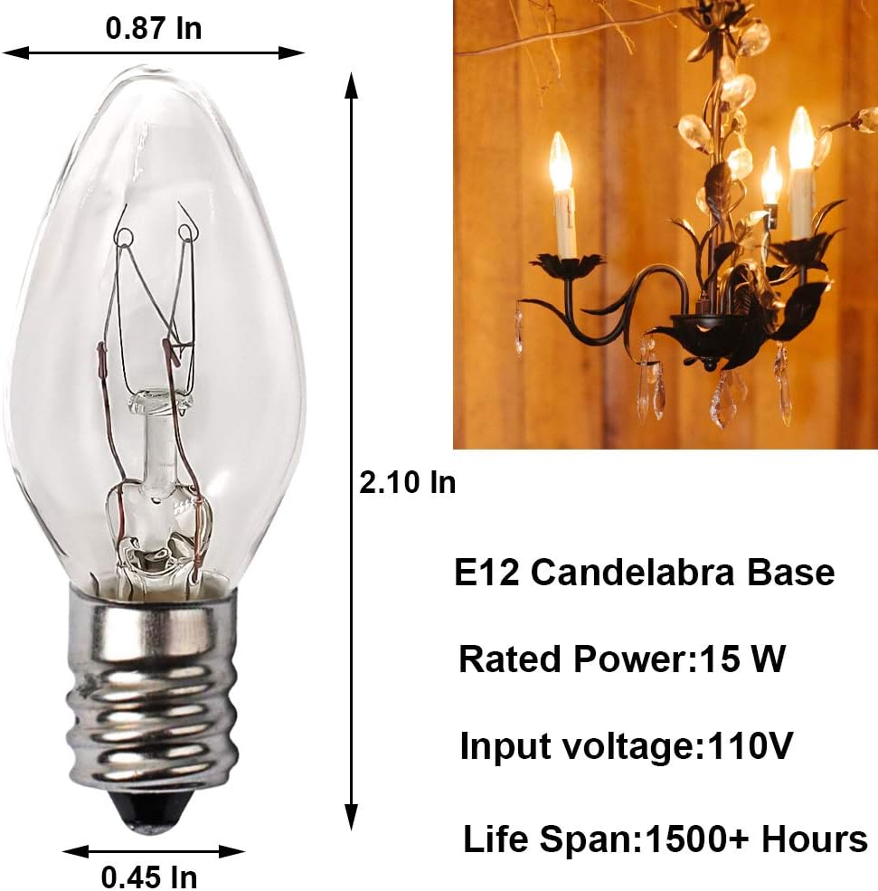 SalPhines 15 Watt Himalayan Salt Lamp Bulbs, 12Pack Dimmable Night Light Bulbs with E12 Base, for Rock Salt Lamp, Scentsy Warmer Wax Diffuser, Candle Warmers - Image 2