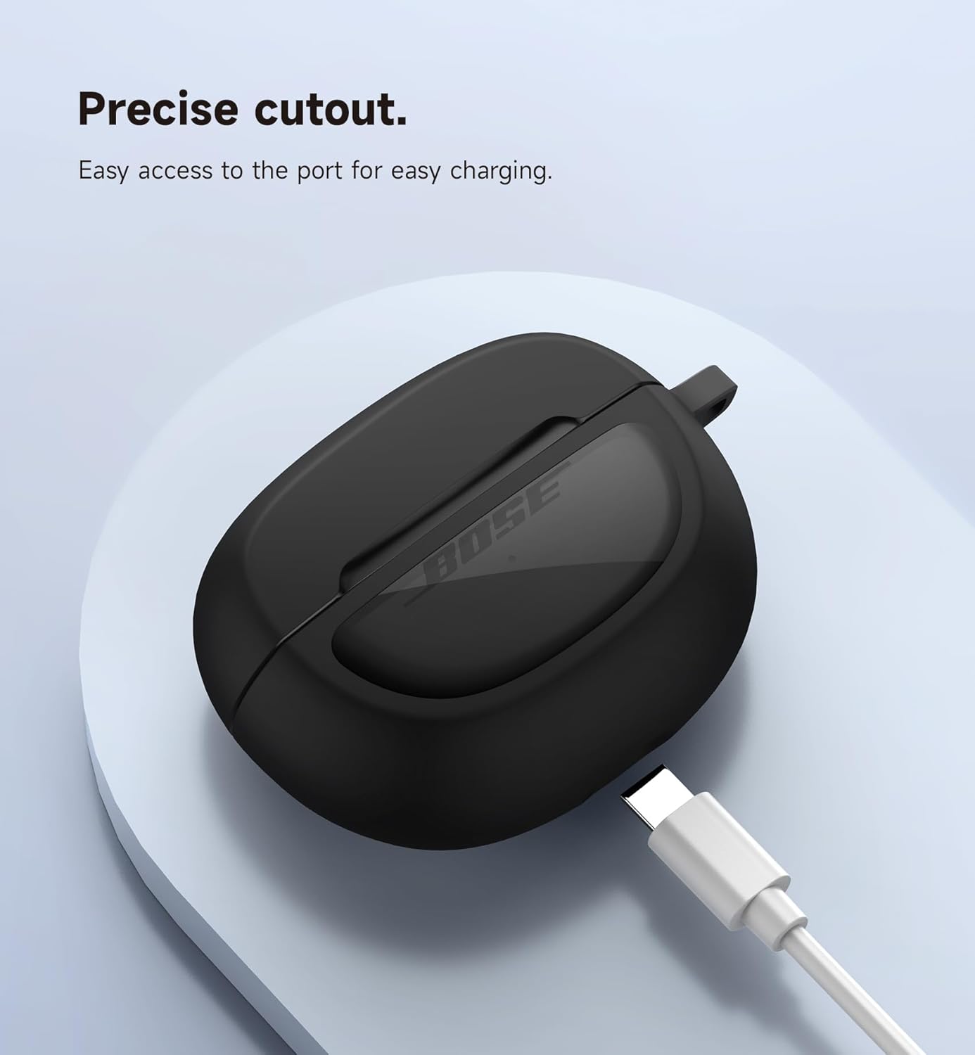 SURITCH Case Cover for Bose Ultra Open Earbuds(2024), Shockproof Protective Cover for Bose Ultra Open Wireless Ear Earbuds Charging Case Accessories with Carabiner, Black - Image 5