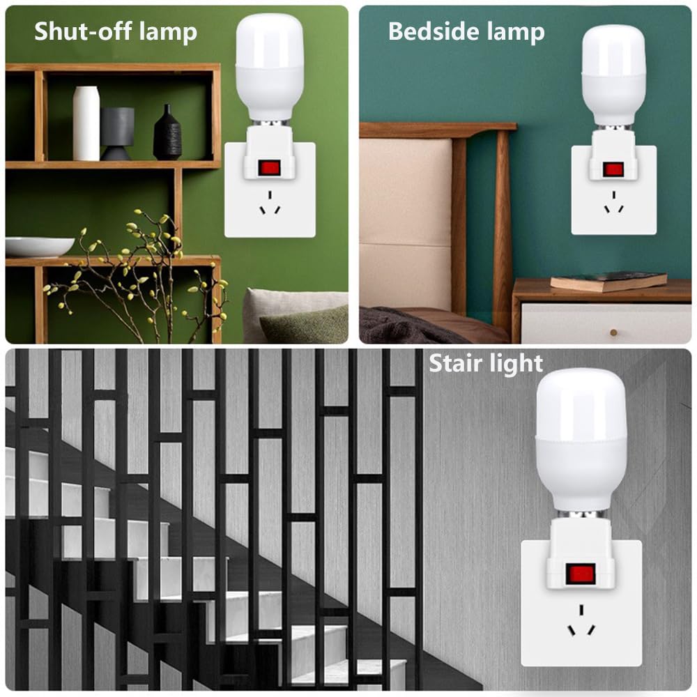 E26/E27 Socket Extension Adapter with Switch,Plug-in Light Socket,Convert Outlet to Light Bulb Socket (4 Pack) - Image 7