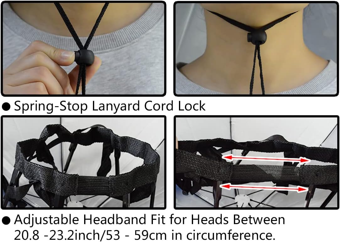 NEW-Vi Fishing Umbrella Hat Folding Adjustable Sun Rain Cap, 37.4”Oversize Hands Free Umbrellas, 7-Ribs Anti-UV Waterproof Headwear for Fishing Gardening Golf Sunshade Outdoor - Image 6