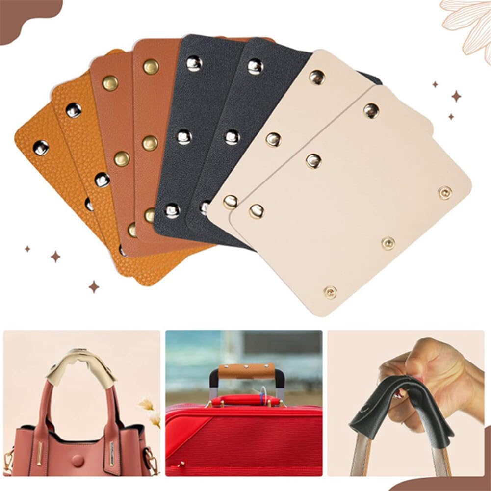 2PCS Leather Luggage Handle Wraps Handbag Handle Grip Protector Purse Wallet Handle Strap Cover Pad with Brass Clasps Craft Making Supplies for Suitcase Travel Bags Tote Bag(Brown) - Image 6