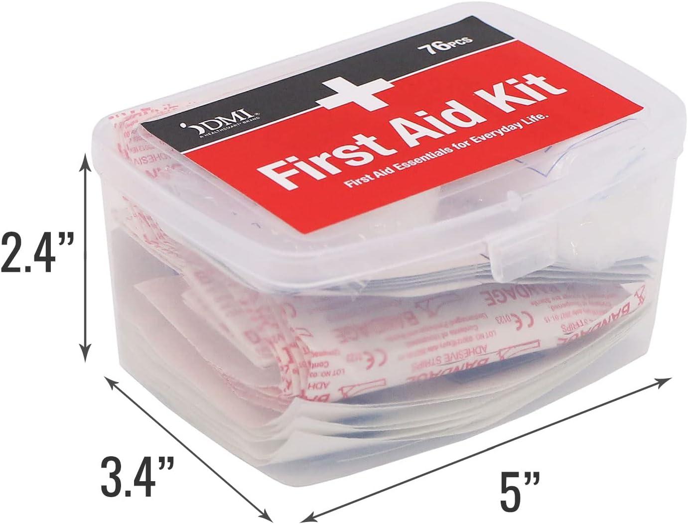 DMI 76-Piece First-Aid Kit, Portable All-Purpose Use for Minor Cuts and Scrapes, Durable Water-Resistant Case, Convenient and Portable for Travel, FSA & HSA Eligible - Image 4