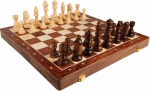 15” Walnut Chess Set with Sto...