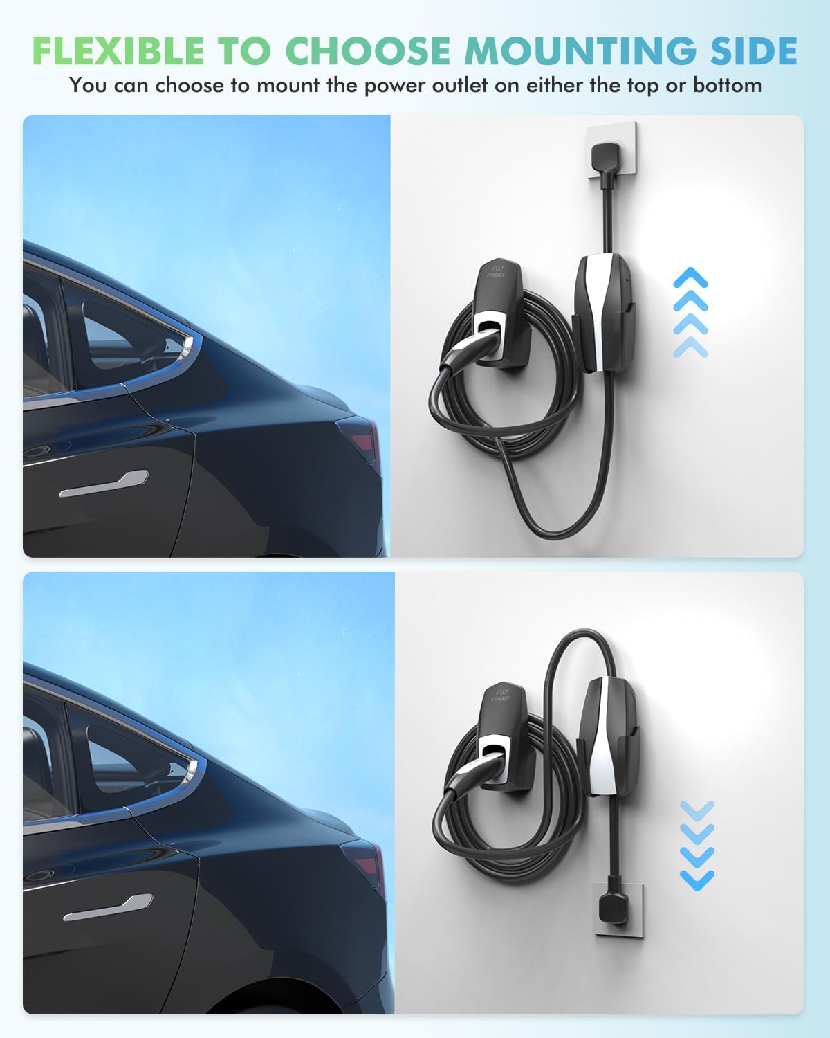 EVDANCE NACS Charger Cable Holder with Chassis Bracket- Fit for Tesla Model 3/Y/S/X Mobile Charger Wall Mount, NACS Charging Cable Organizer for Indoor/Outdoor Accessory Wall Connector - Image 5