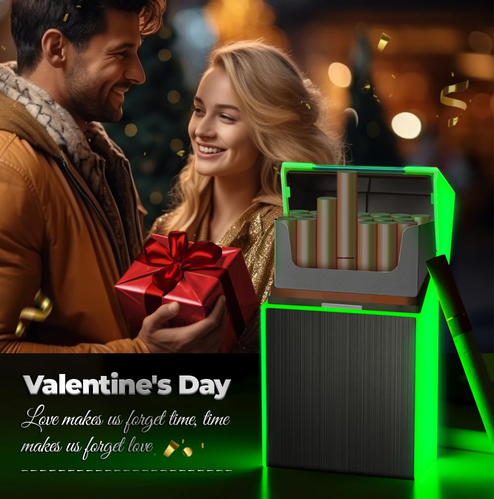 x-lighter XL207A Glowing Cigarette Case, Smell-Proof, Moisture-Proof Holder Box with USB Rechargeable Lighter for 20pcs 84MM King Size, Father's Day Gift for Men dad - Image 2