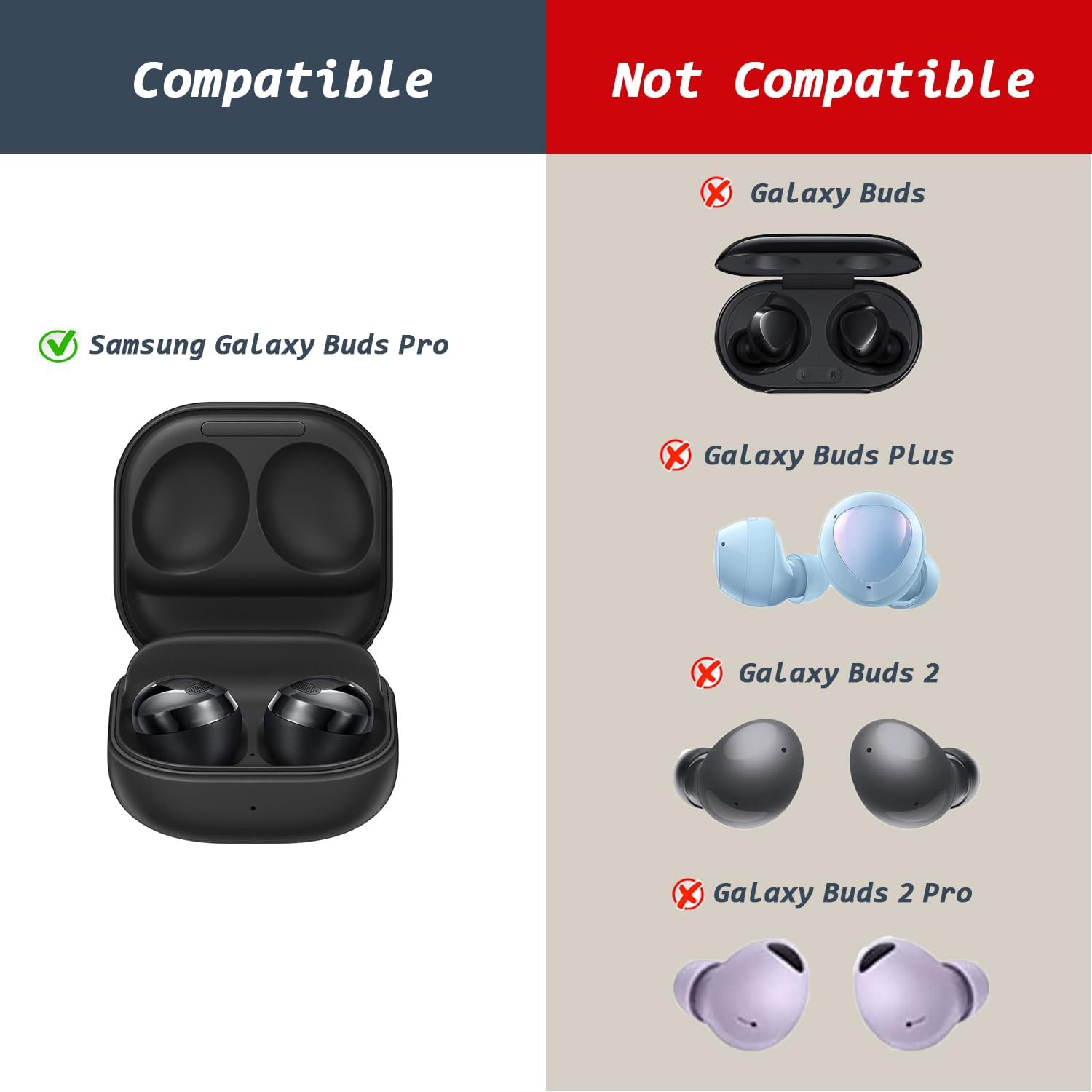 6 Pairs Replacement Eartips for Samsung Galaxy Buds Pro Headphones, Silicone Tips Earbuds Eartips Set, L/M/S Earplug Replacement Accessories (Black, Without Pen) - Image 2