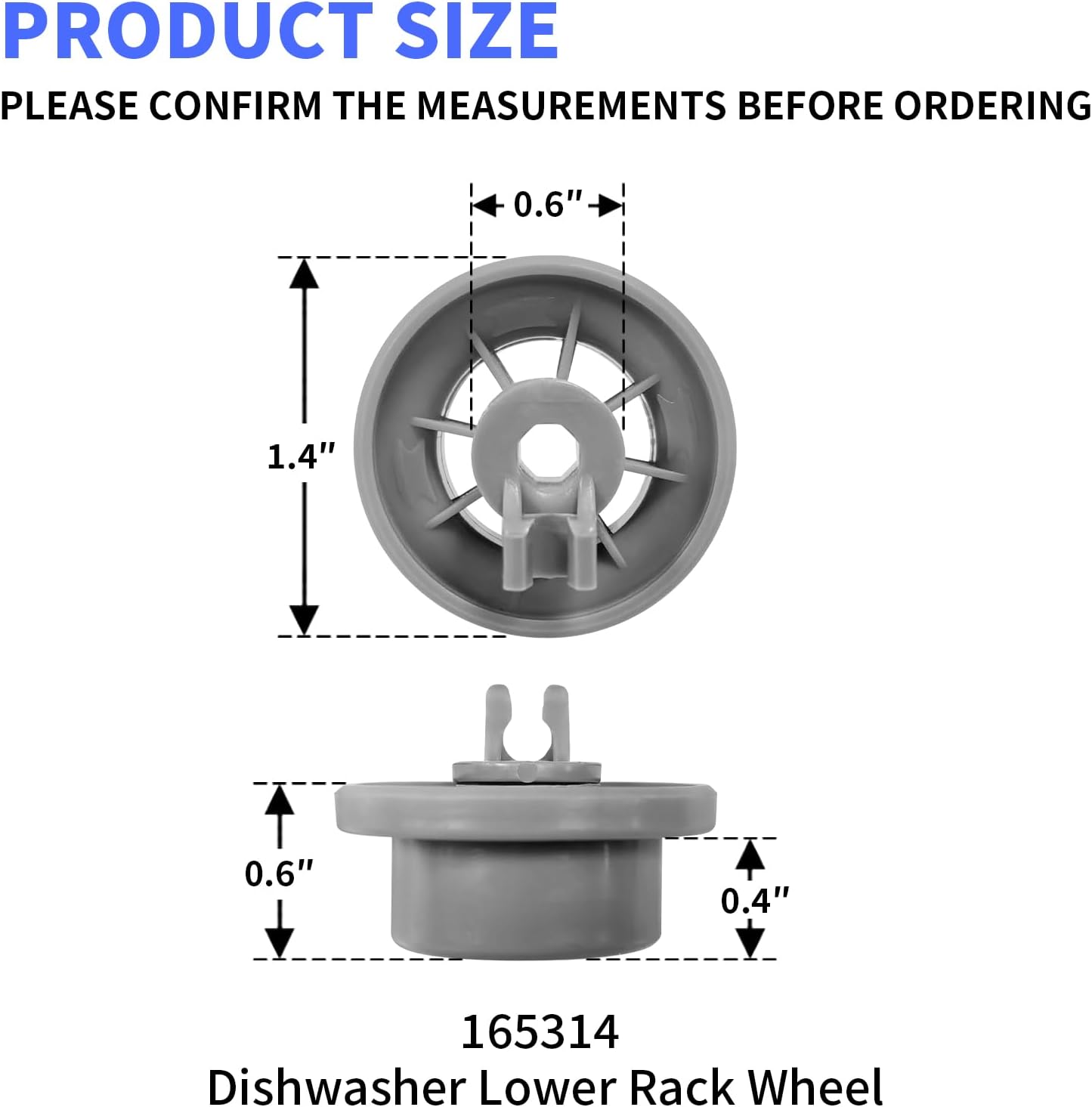 8 Packs 165314 Dishwasher Wheels Lower Rack Exact Fit for Bosch & Kenmore Dishwashers Replaces 420198 423232 AP2802428 PS8697067 - Image 2