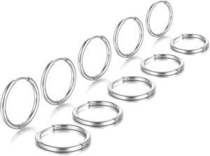 Mabor 5 Pairs Stainless Steel Hoop ...