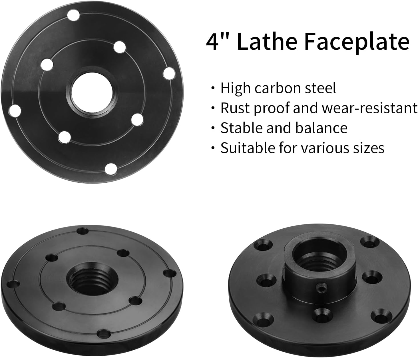 DEEFIINE 4" Wood Lathe Steel Faceplate Chucks,Faceplate for Wood Lathe,Lathe Face Plate Fit for 3/4'' X16TPI Spindle without Screwchuck - Image 4