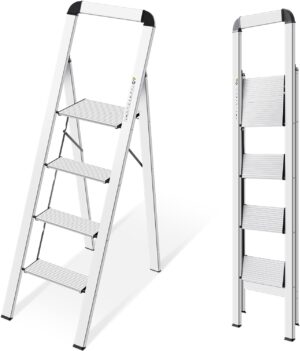 KINGRACK Aluminium 4 Step Ladder, L...