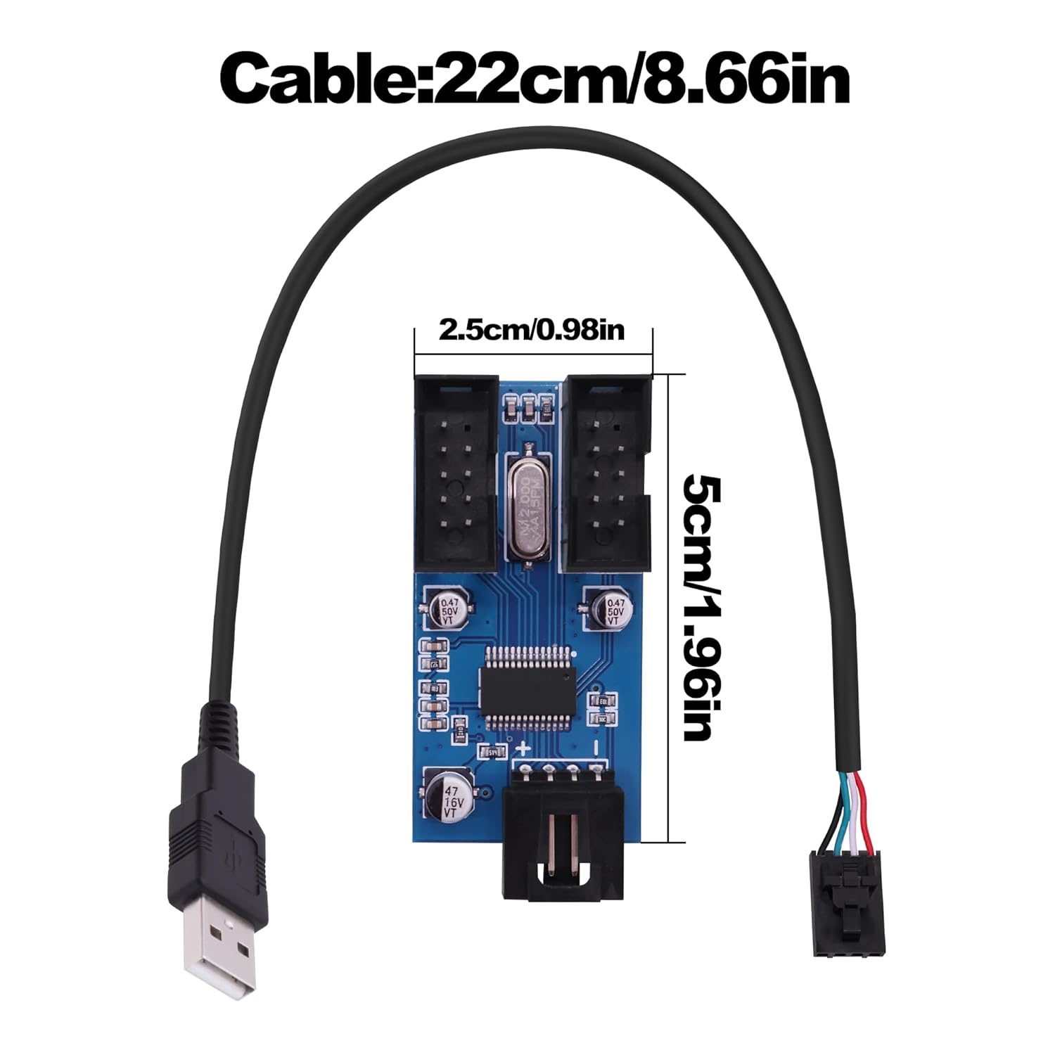 Motherboard Internal USB Hub Header Splitter USB A Male to Dual Motherboard 9 Pin USB 2.0 Female Splitter 1 to 2 Converter Extension 22cm Cable Adapter Port Multiplier for CPU WiFi Card - Image 5