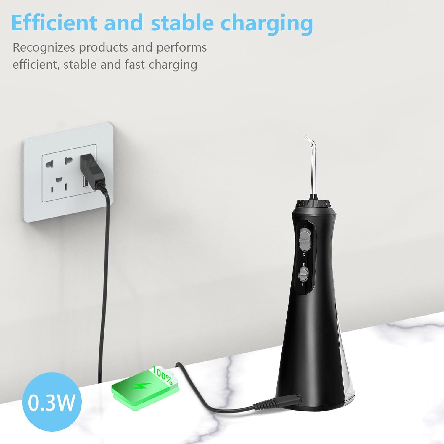Cordless Water Flosser Charger Cable Replacement for Waterpik Water Flosser WP360 WP360W WP360C WP400 WP440 WP440C WP462 WP462W WP450 WP468 WF13 WP100 Series 3V USB Portable Charging Cable 5FT Black 1 - Image 4