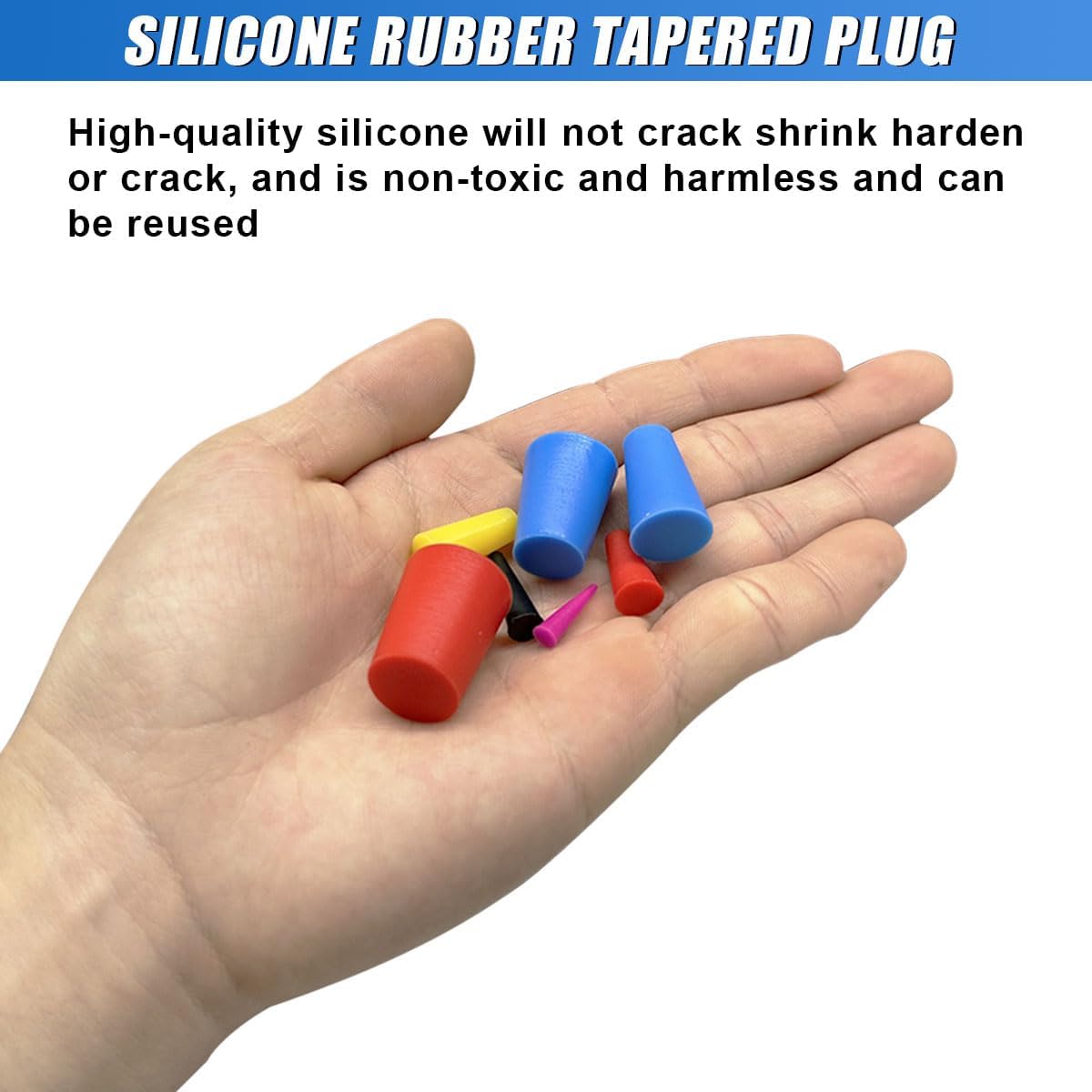 DUSCOKE 42PCS Silicone Tapered Plugs Assortment Kit, 8 Sizes High-Temp Resistant Rubber Stoppers 1/16" to 5/8" for Masking Off Hole Plugs During Media Blasting, Powder Coating, Paint, Spray (42PCS) - Image 3