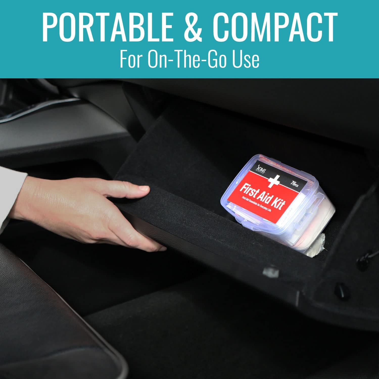 DMI 76-Piece First-Aid Kit, Portable All-Purpose Use for Minor Cuts and Scrapes, Durable Water-Resistant Case, Convenient and Portable for Travel, FSA & HSA Eligible - Image 5