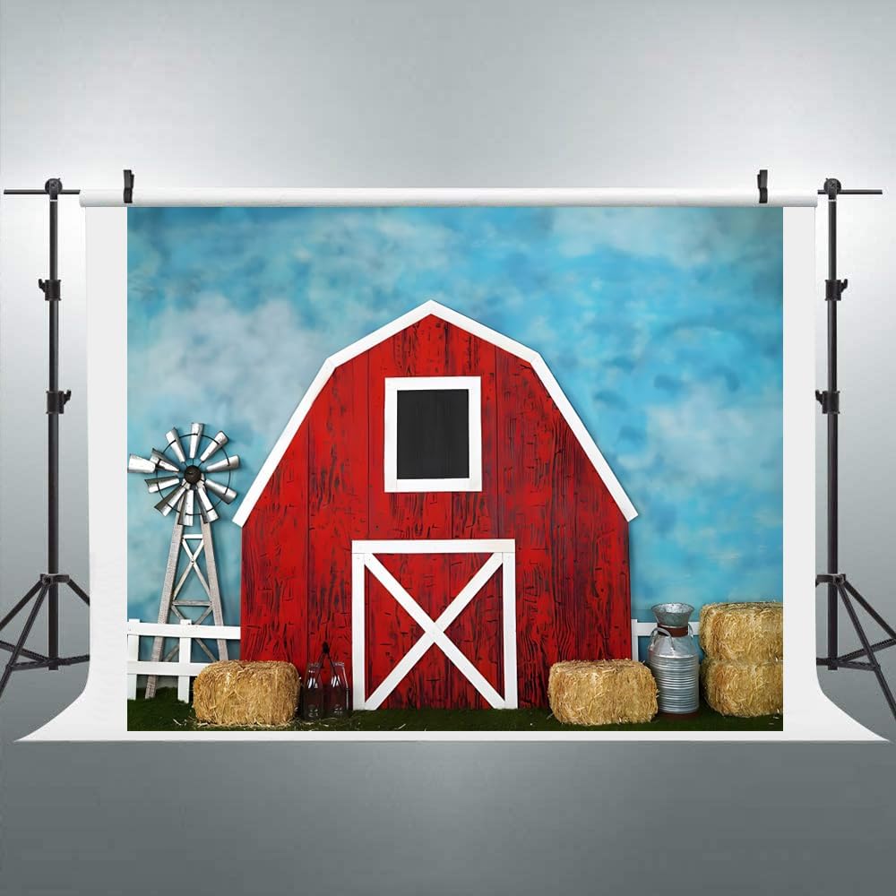 ChloropLastid 10x8ft Farm Red Barn Door Backdrop for Birthday Party Haystack Harvest Barnyard Farmhouse Country Warehouse Courtyard Western Cowboy Wild West Kids Children Photoshoot Banner - Image 4
