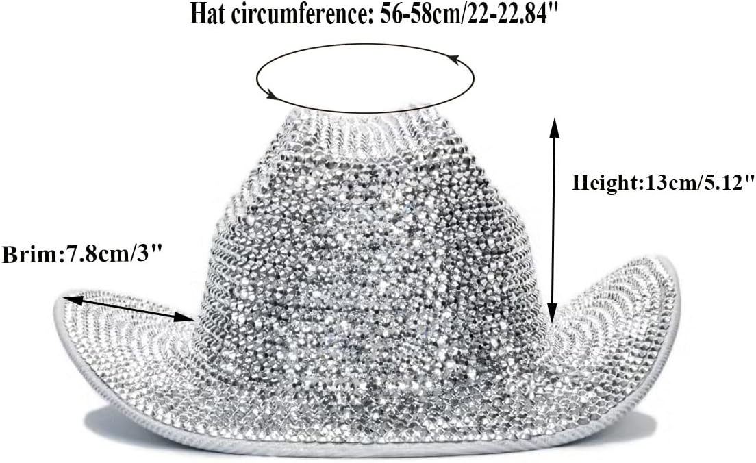 Neon Holographic Western Cowboy Hat for Womens - Glitter Cowgirl Hat for Disco Parties and Costumes - Image 3