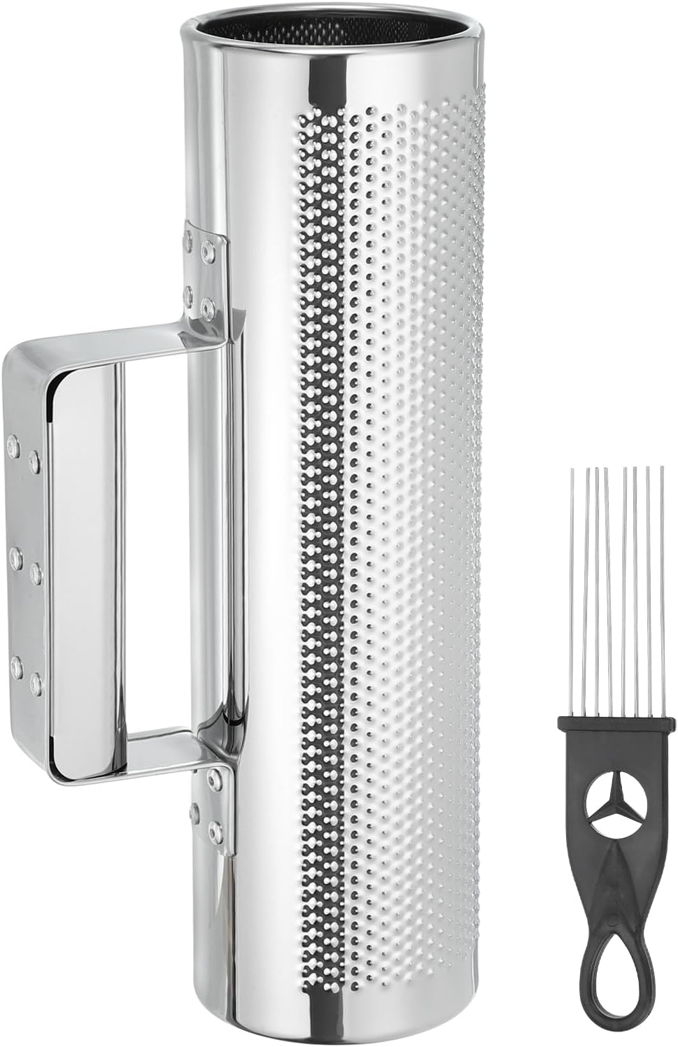 MECCANIXITY Stainless Steel Guiro Shaker Instrument 3" x 10" Latin Percussion Instrument with Scraper Musical Training Tool Metal Guiro for Band Sand Hammer Performance
