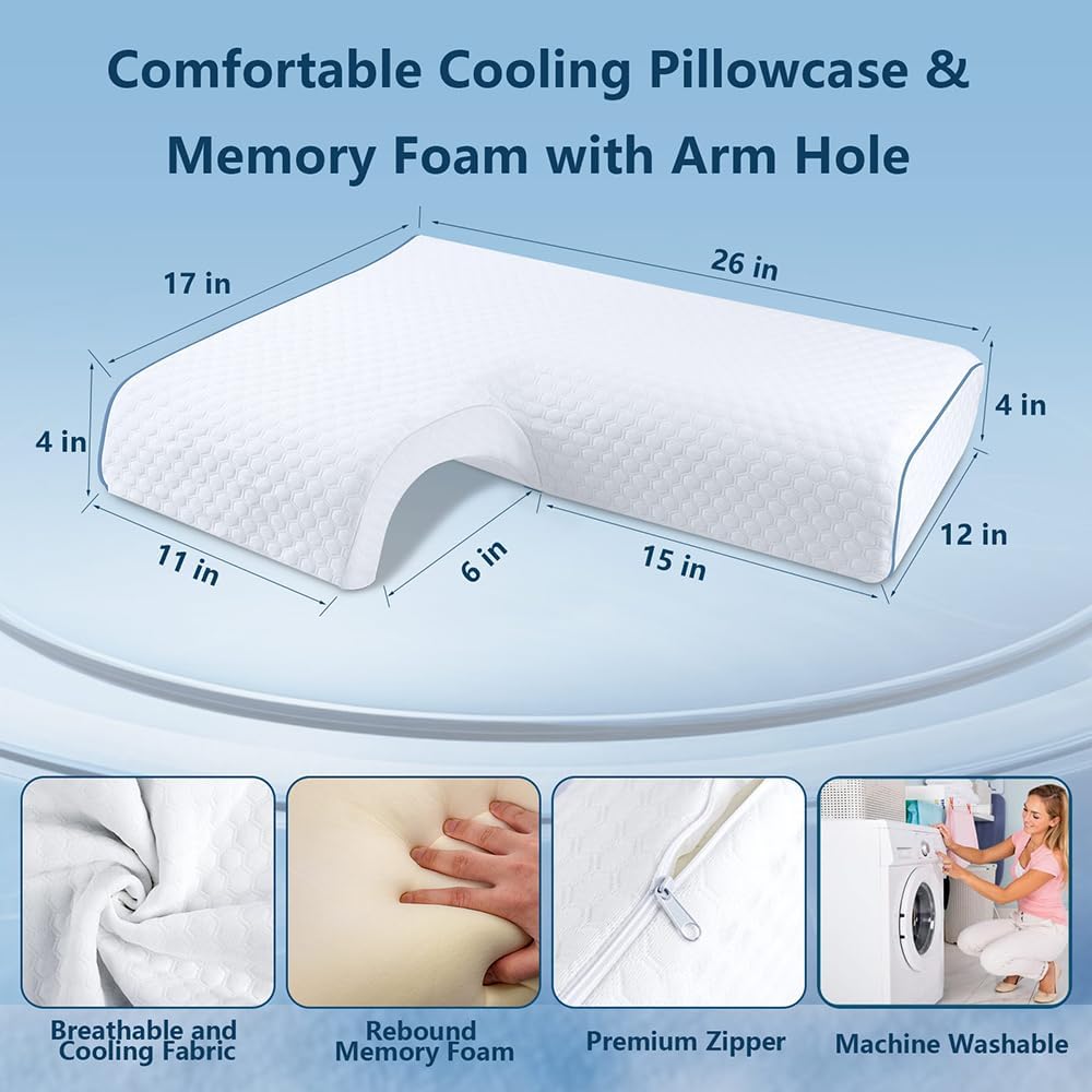 Arched Memory Cuddle Pillow for Couple, Ergonomic Anti Pressure Couples Pillow with Arm Hole - Great for Cuddling, Neck & Shoulder Pain (Right Arm) - Image 5