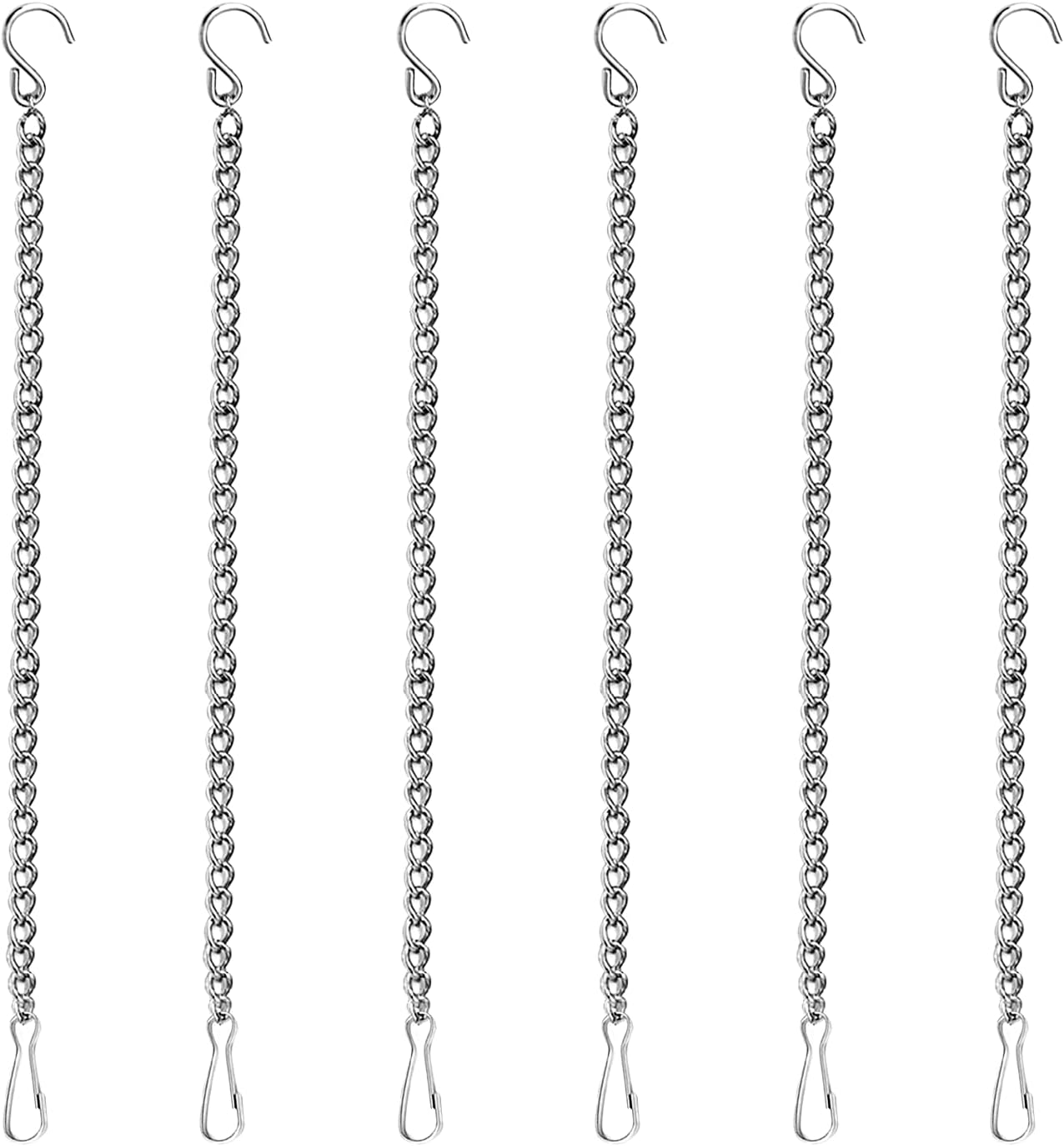 6 Pcs 20 Inch Stained Glass Window Hanging Chains - Silver 304 Stainless Steel, Window Art Decor, Patio Garden Outdoor Decorative Glass Panels