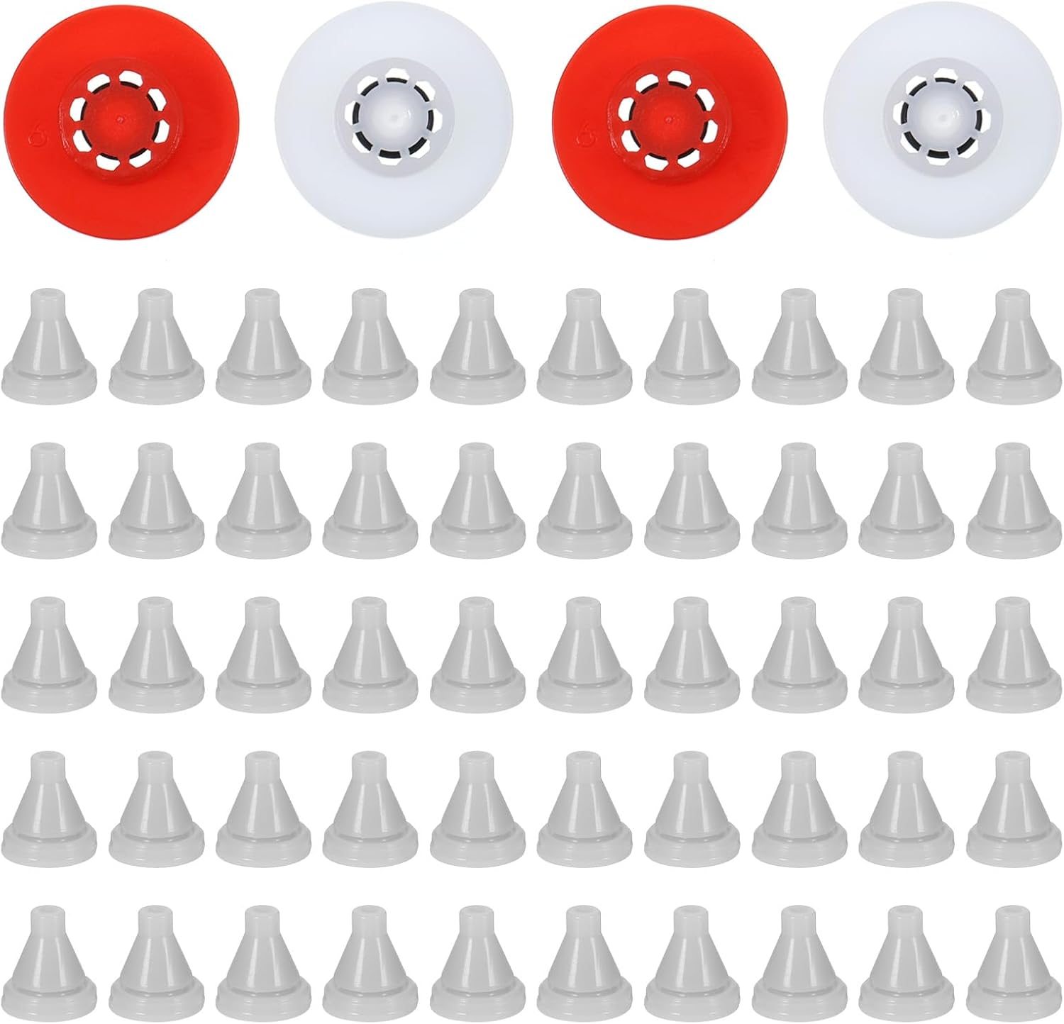 Shower Head Flow Restrictor Set, 1.8 and 2.5GPM Flow Reducer Limiter Fixed Shower Head Water Saver Replace Parts with 50 PCS Soft Silicone Nozzles for Showerhead Replacement