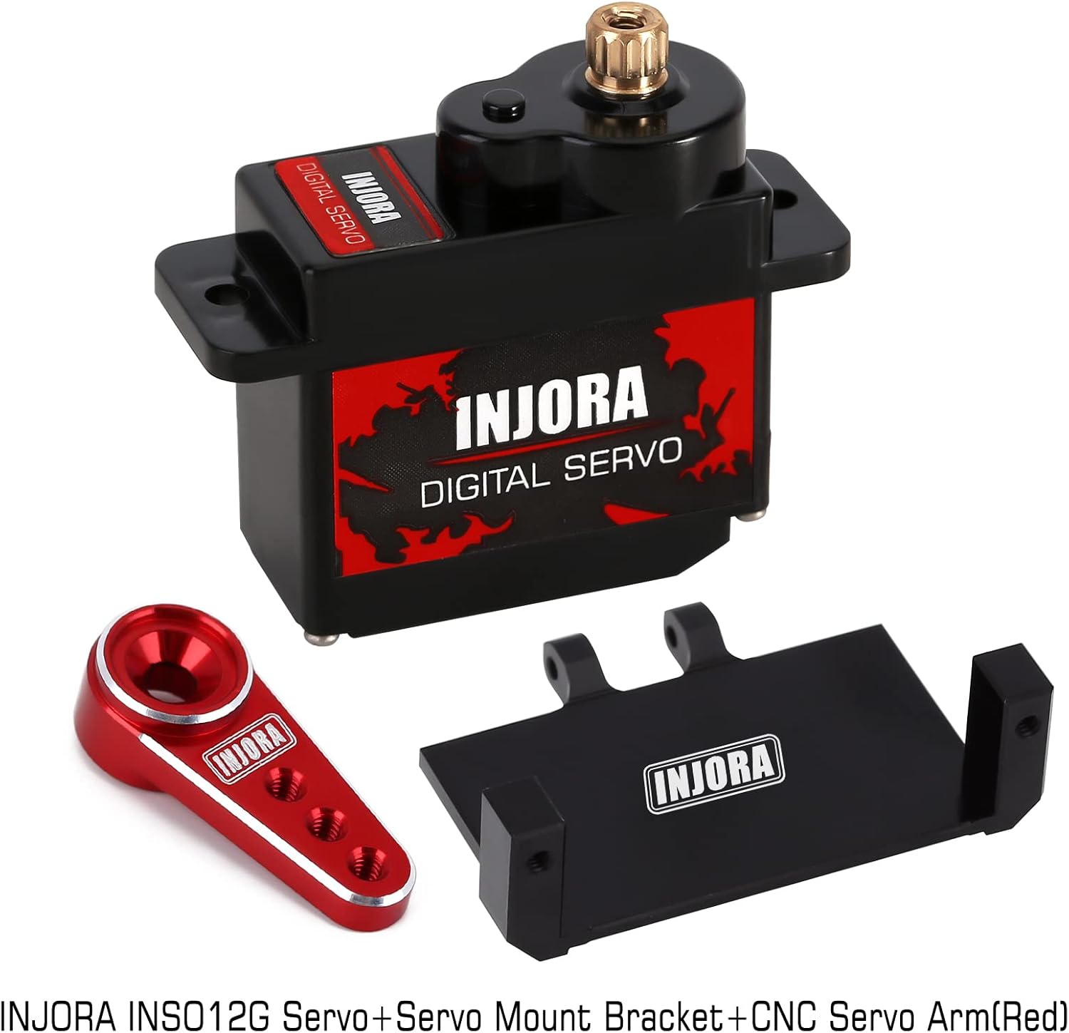 INJORA RC Servo 12g Digital V2 Servo with Metal Mount and 15T Arm for AX24 Axial SCX24 Car Model Upgrade Parts(Red) - Image 2
