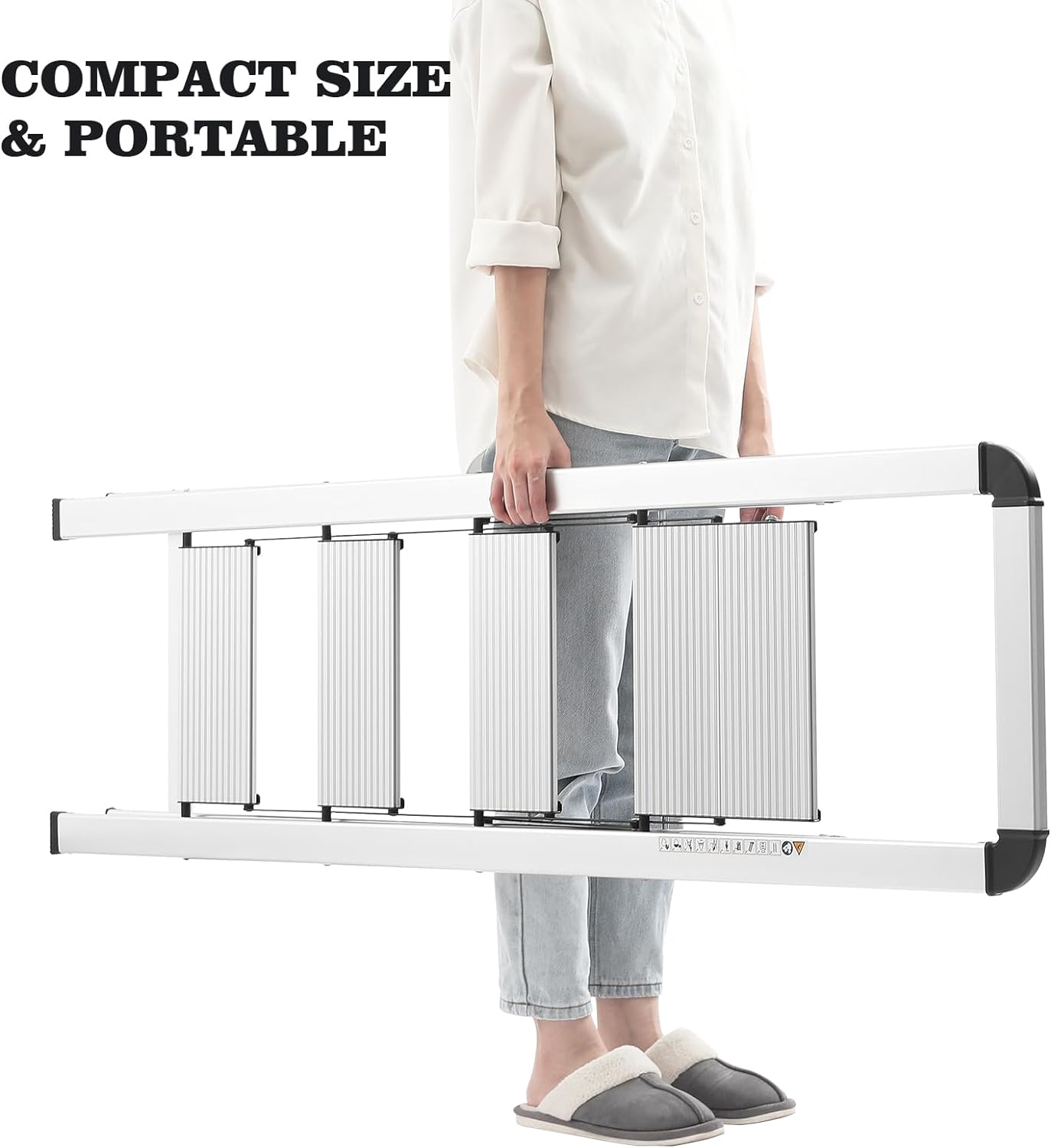 KINGRACK Aluminium 4 Step Ladder, Lightweight Step Stool with Non-Slip Pedals, Handrail, Foldable Step Ladder for Kitchen, Garage, Home, Space Saving, Sturdy and Portable, Silver - Image 5