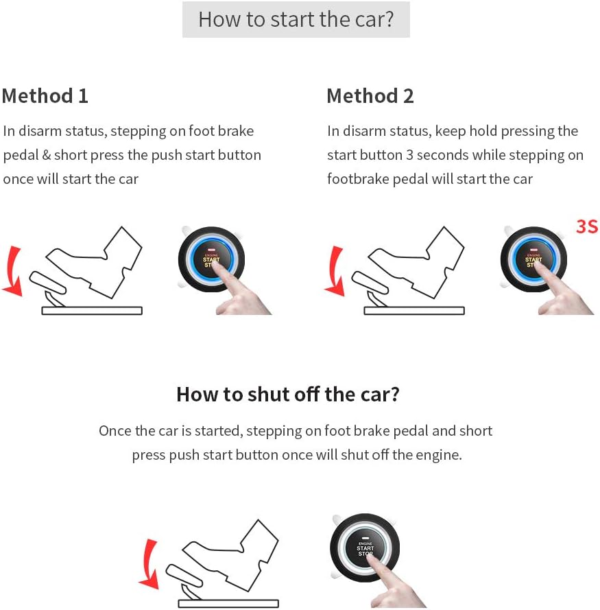 EASYGUARD EC004 Smart RFID Push Engine Start Button kit & Keyless Go System Upgrade Key Start to Push Start Cars Fits for Most DC12V Cars - Image 5