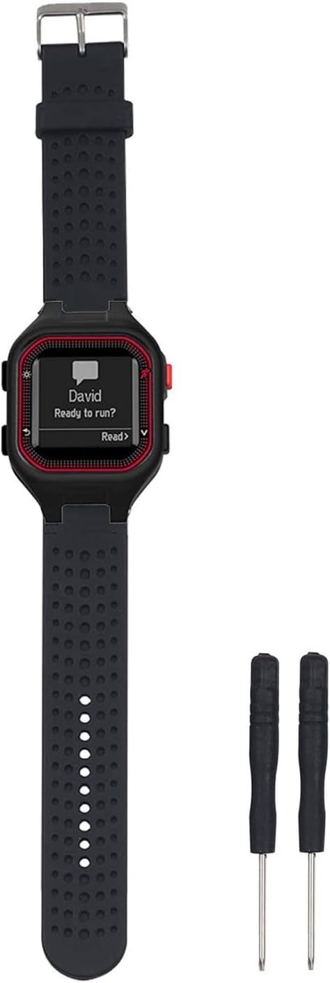 Replacement Band Compatible with Garmin Forerunner 25 GPS Running Watch Wristband Fitness Tracker for Smarwatch(Mans Strap) (Black)