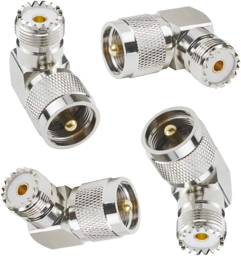 eifagur UHF Male PL-259 to UHF Female SO-239 L Shape Right Angle 90 Degree RF Coax Coaxial Adapter Connector(Pack of 4) - Image 6