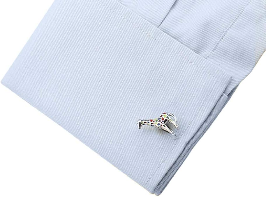 MRCUFF Giraffe Rainbow Colors Pair Cufflinks in a Presentation Gift Box & Polishing Cloth - Image 3