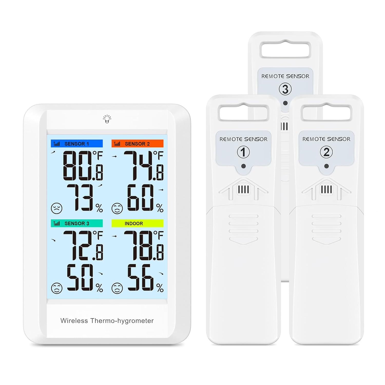 KeeKit Indoor Outdoor Thermometer, Wireless Digital Hygrometer Thermometer with 3 Remote Sensors, Temperature Humidity Monitor with Alarm Function, Replaceable °C and °F for Home