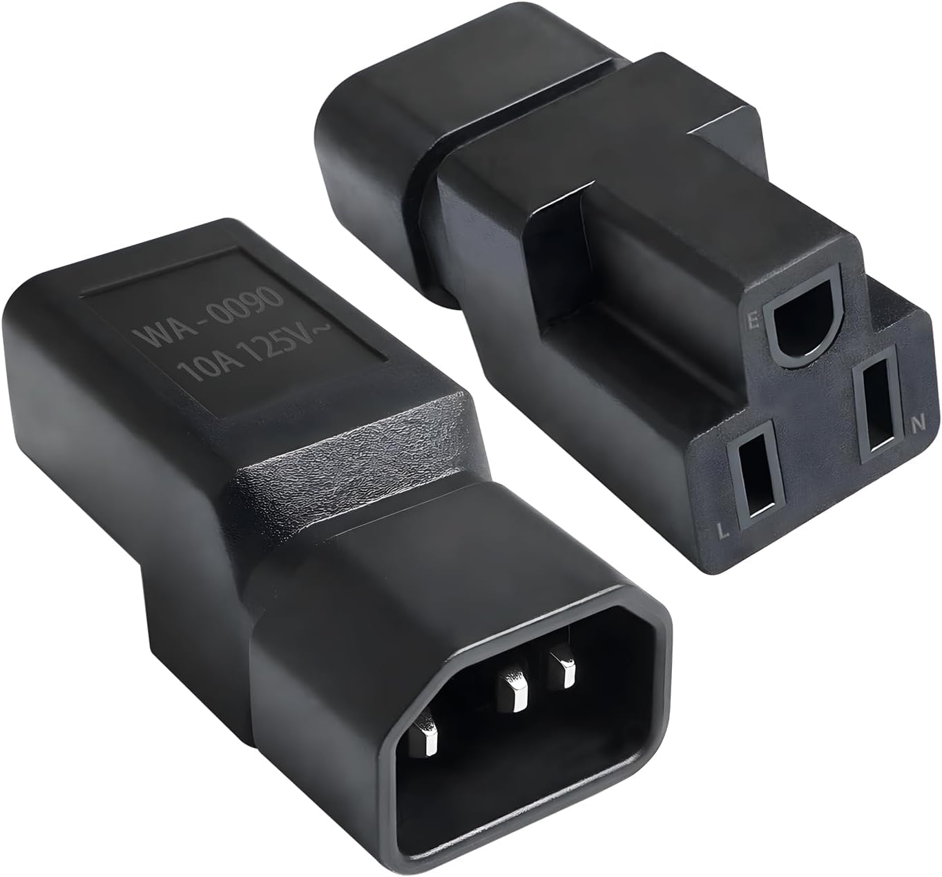 2 Pack IEC320 C14 Male to Nema 5-15R PDU USA UPS Extension Power Plug Adapter,IEC C14 Male Plug to Nema 5-15R US 3 Pin Female Power Adapter Connector