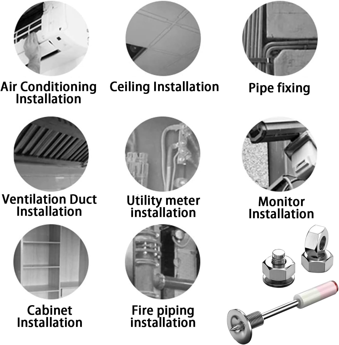 DLronwey Threaded Manual Steel Nail 50 pcs,Concrete Nail Wall Fastening Tool,for Concrete Ceiling Cable Ducts Fixed Slotting Device Repair Tool Home DIY Nail Gun Accessories - Image 8