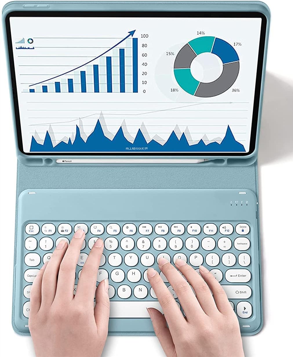 QIYIBOCASE Keyboard Case for iPad 6th Gen 2018, for iPad 5th Gen 2017, Pro 9.7, Air 2, Air 1, Soft Back Cover with Pencil Holder & Magnetically Detachable Wireless Bluetooth Keyboard, Mint Green - Image 2