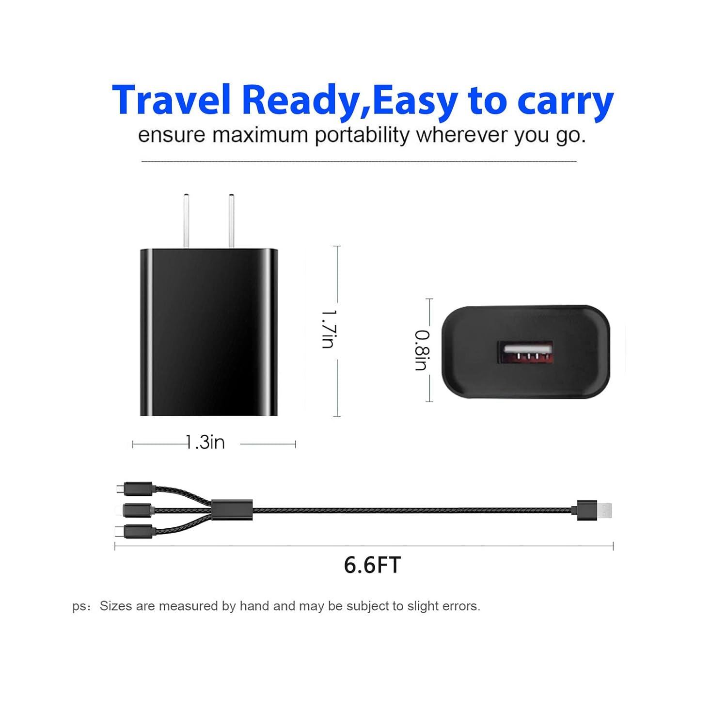 2 Pack Charger for Beats Pill 2024 by Dr Dre Powerbeats Pro 2 Studio Solo 4 3 2,Beats X Flex Studio Buds, Fit Pro Earbuds Charging Cable 3 in 1 with Type-C, Micro USB Port for Most Cell Phone, Tablets - Image 5