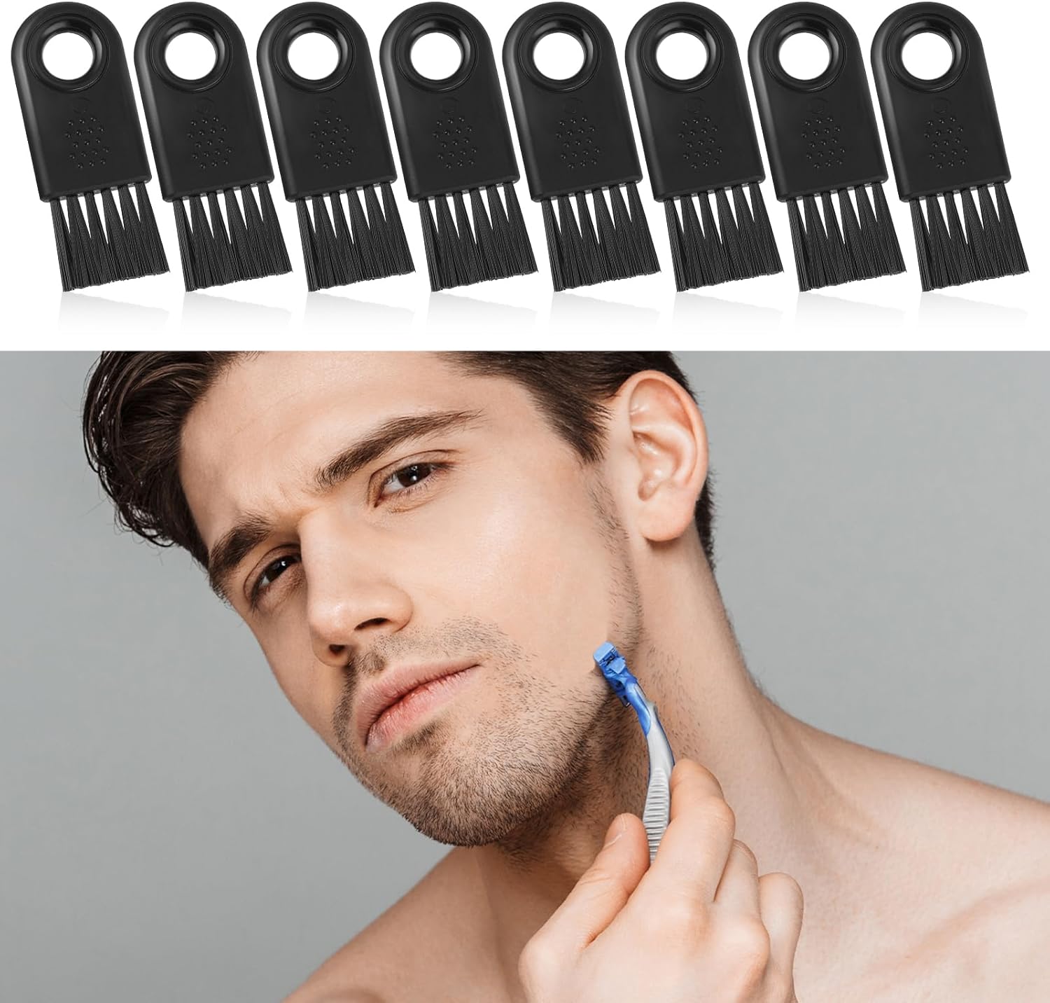 8 Pcs Shaver Cleaning Brush Set for Electric Hair Clippers - Razor Cleaner Nylon Hair Brush Set (Black) - Image 4