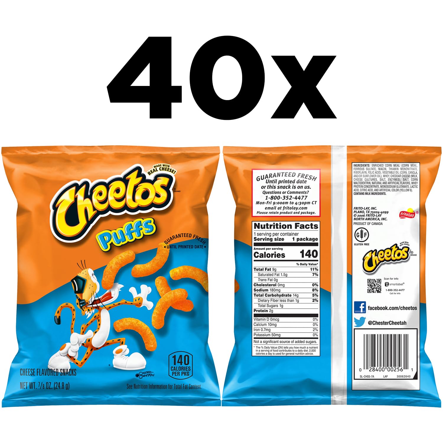 Cheetos Cheese Flavored Snacks, Puffs, 0.875 Ounce (Pack of 40) - Image 5