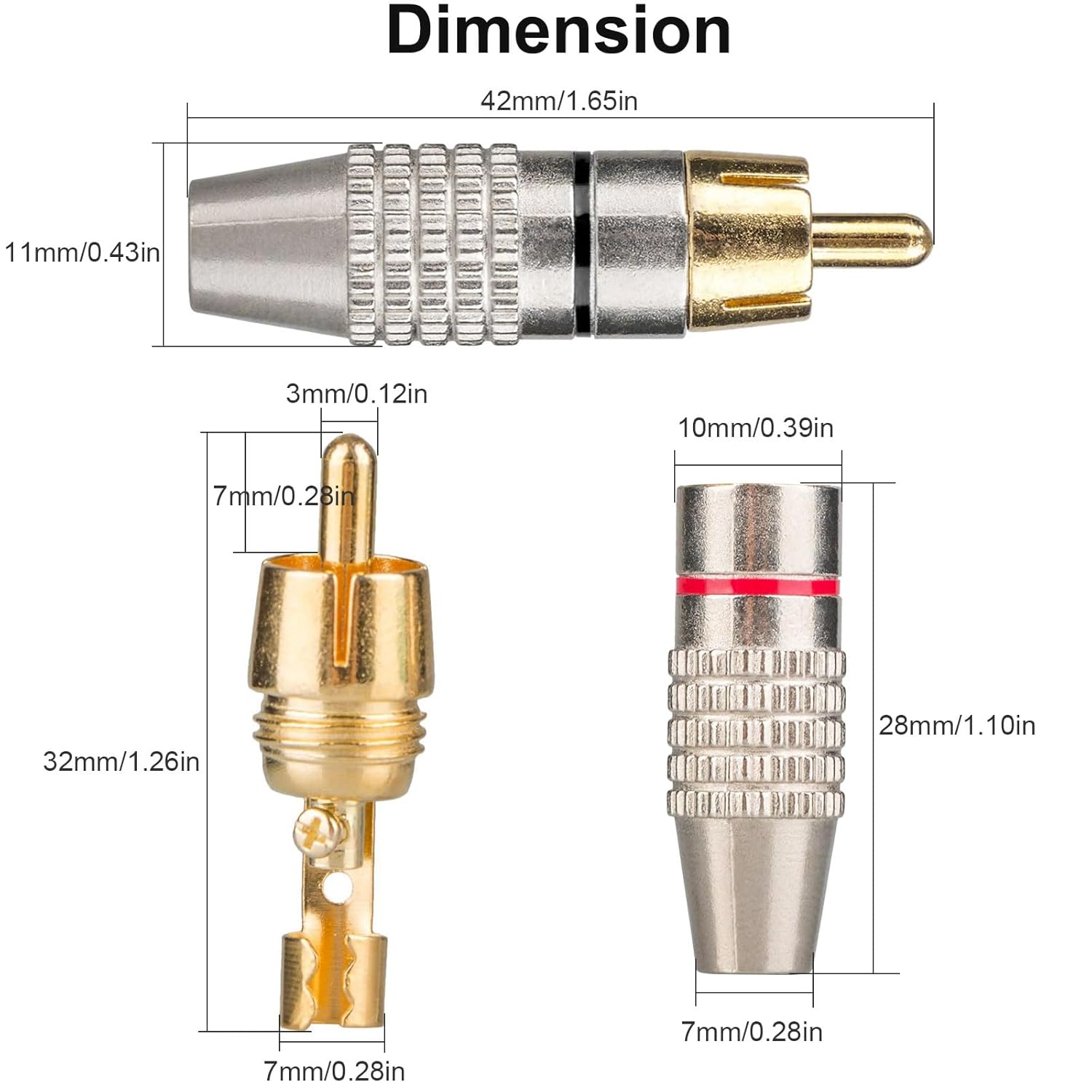 Elechood 20Pack RCA Male Plug Solder, Gold Audio Video Cable Adapter Connector for Speaker Wire Wall Plate Home Theater Audio Video Receiver Amplifiers and Sound Systems - Image 7