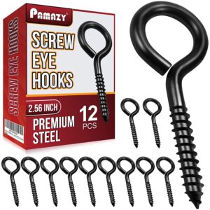 PAMAZY 12Pcs Black Screw Eyes, 2.56...