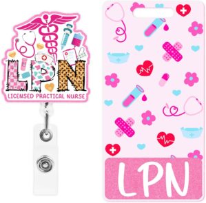 LPN Badge Reel and Buddy, Pink Retr...