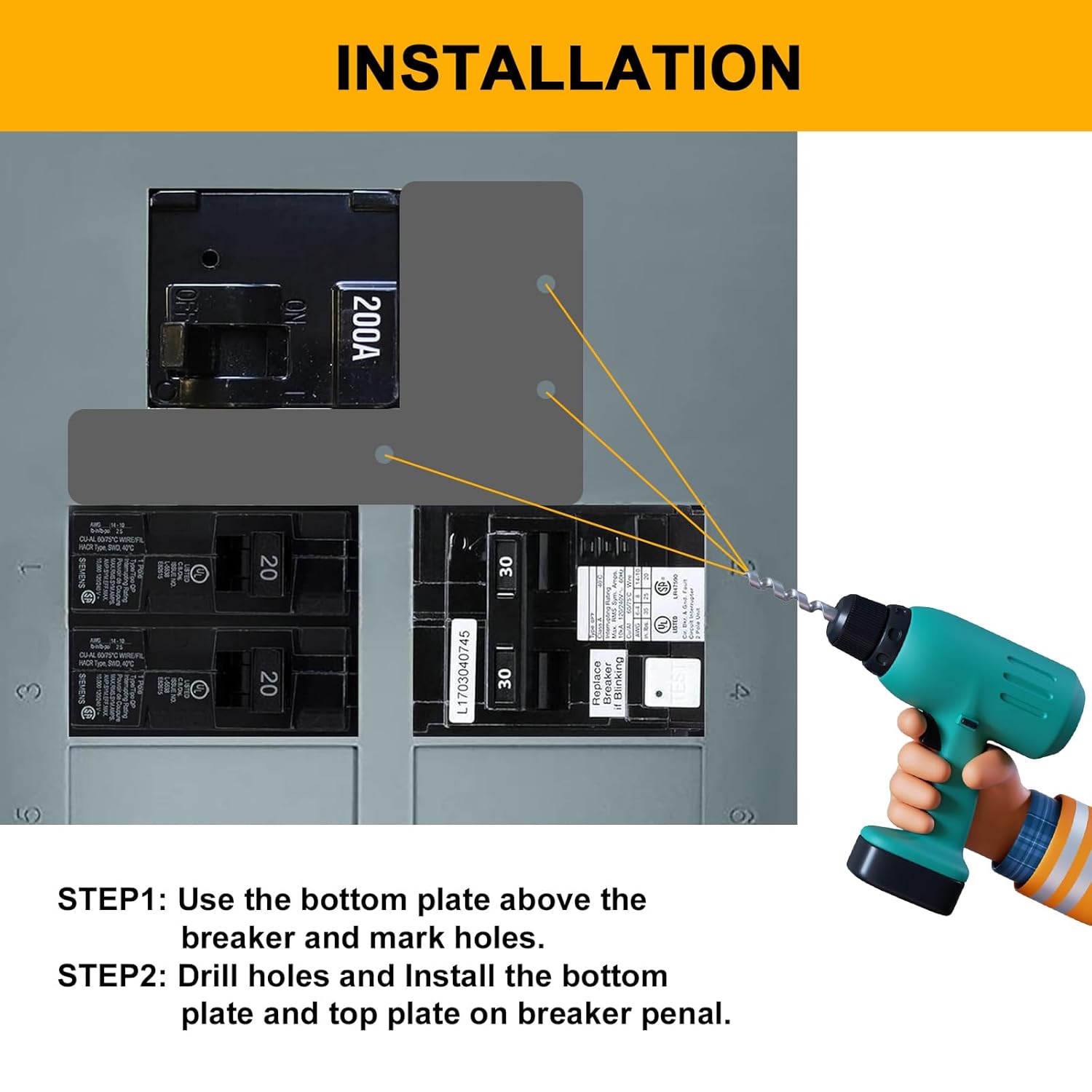 Generator Interlock Kit Compatible with Murray or Siemens 150 amp or 200 amp Panels,Professional and Interlock Kit,7/8-1 1/4" Spacing Between Main and Branch Breakers - Image 4